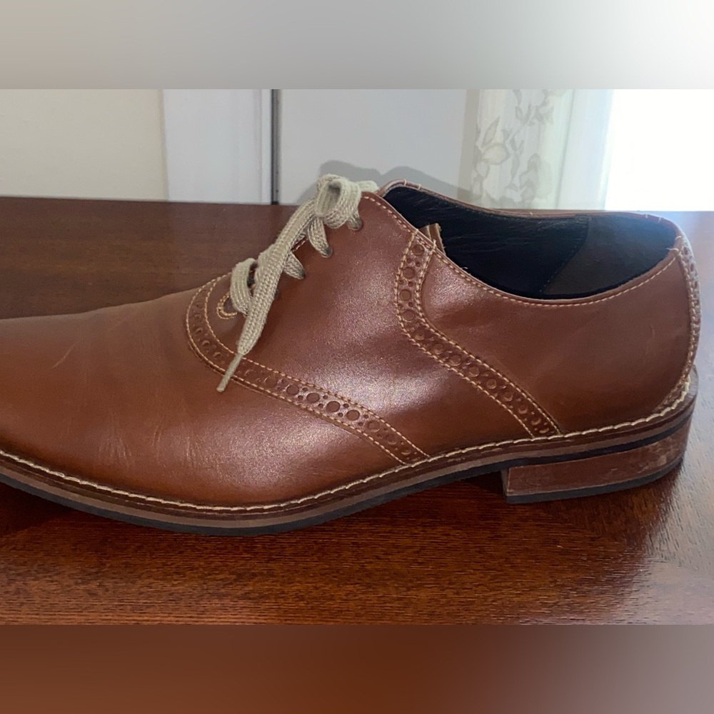 COLE HAAN Drake Tan Plain Toe Saddle Oxford Dress Brogue C10509 Men's US 9.5